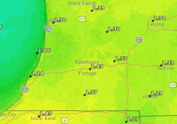 Weekly forecasted reference evapotranspiration rate for the week ending June 15.